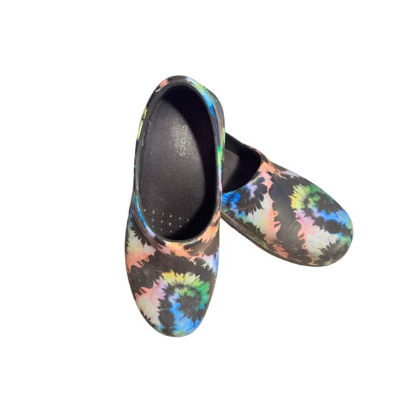 Crocs Womens W8 Black Tie-Dye Slip-On Clogs - Picture 10 of 10